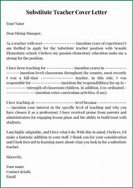 Image result for Substitute Teacher Cover Letter