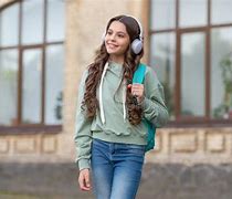 Image result for School Girl with Headphones