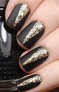 Image result for Black and Gold Glitter Nail Designs