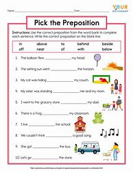 Image result for Simple Preposition Worksheets