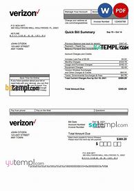 Image result for Fillable Verizon Bill Template