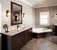 Image result for Bathroom Colors with Dark Wood Cabinets