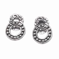 Image result for Silver Button Earrings
