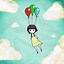 Image result for A Girl Holding a Balloon Drawing