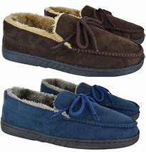 Image result for Mens Leather Moccasin Slippers