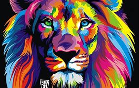 Image result for Colorful Lion Digital Art