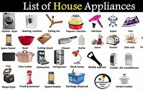 Image result for List of Appliances