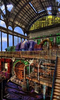 Image result for Steampunk Factory Concept Art