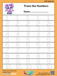 Image result for Number Tracing Worksheets for Kids