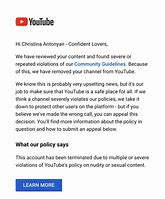 Image result for YouTube Terminated Video Screen
