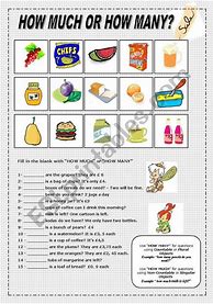 Image result for Hoe Much How Many Worksheet
