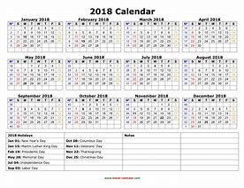 Image result for Annual Calendar 2018