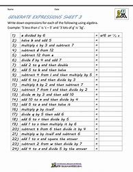 Image result for Algebra Worksheets PDF