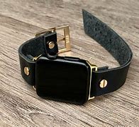 Image result for Gold Apple Watch with Black Leather Band