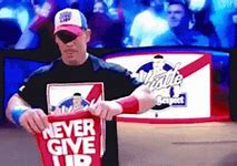 Image result for John Cena Orange Never Give Up Shirt