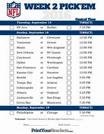 Image result for NFL Week 2 Matchups Printable