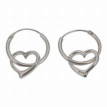 Image result for Silver Heart Hoop Earrings