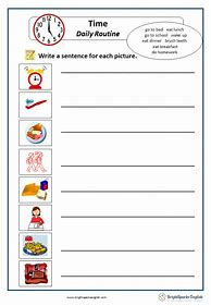 Image result for My Daily Routine Writing Worksheet
