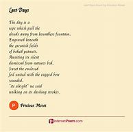Image result for The Last Day of Our Fine Days Poem