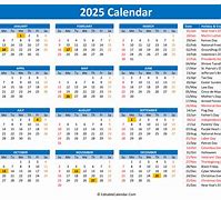 Image result for 2025 Calendar with Holidays