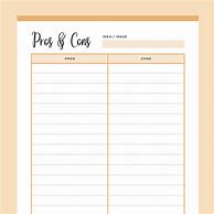 Image result for Blank Pros and Cons of Just Two Options Template for Free