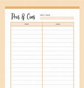 Image result for Pros and Cons Chart