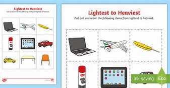 Image result for Lighter Lightest I Heaviest Worksheet