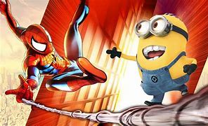 Image result for Minion and Spider-Man Fighting Batman