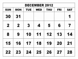 Image result for December 2012 Calendar