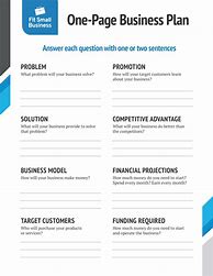 Image result for One Page Business Plan Template PDF
