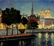 Image result for Notre Dame Night Painting