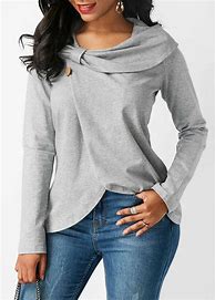 Image result for Rosewe Grey Cut Out Long Sleeve Top