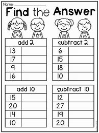 Image result for Addition and Subtraction Worksheets for 1st Graders