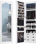 Image result for Whit Wall Mirror Jewelry Cabinet