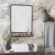 Image result for Black Metal Mirror with Shelf