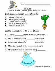 Image result for 1st Grade Noun Worksheets