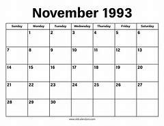 Image result for November 1993 Calendar