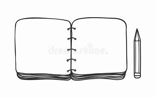 Image result for Notebook and Pencil Line Drawing