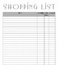 Image result for Coupon Shopping List Printable