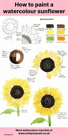 How to Paint A Sunflower in Watercolour - Emily Wassell