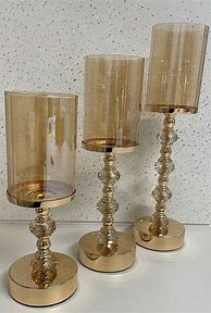 Image result for Gold Glass Candle Holder