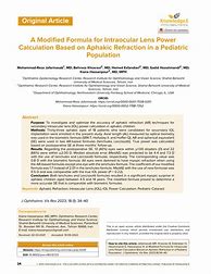 Image result for Intraocular Lens Power Formula