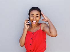 Image result for Black Woman Smiling at Phone