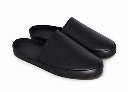 Image result for Men's Black Leather Slippers