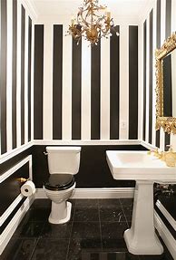 Image result for Bathroom Decor Ideas with White and Black Wallpaper