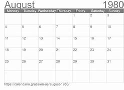 Image result for Calendar 1980 August 5th