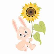 Image result for Bunny Biting a Sunflower Clip Art