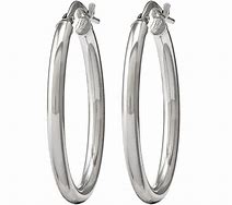 Image result for Oblong Silver Hoop Earrings