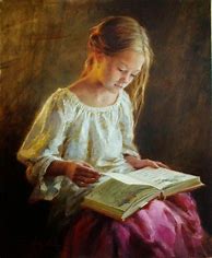Image result for Girl Reading Book Painting