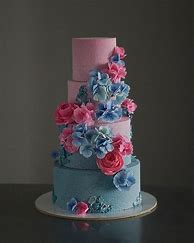 Image result for Pink and Blue Wedding Cakes